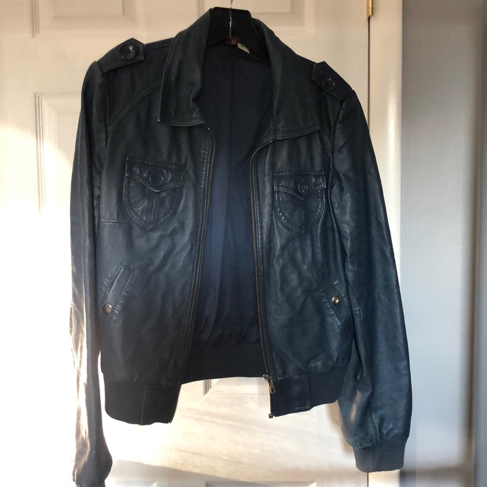 Real leather bomber jacket